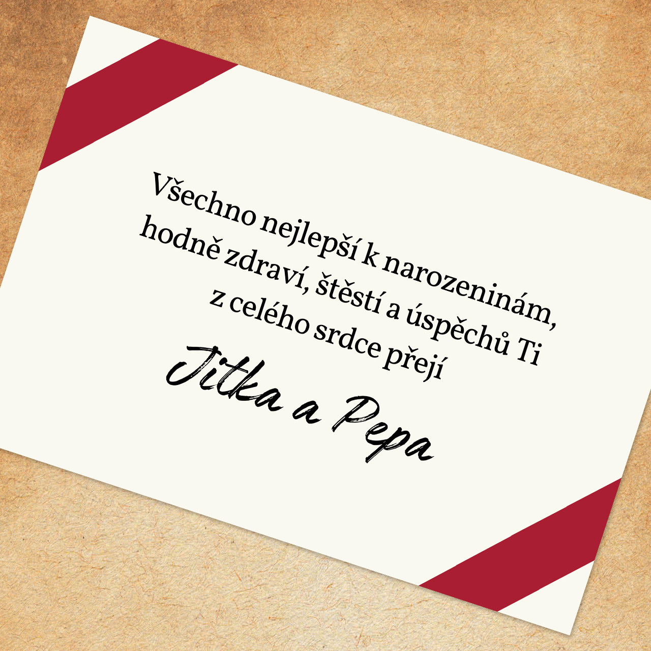 Věnování s vlastním textem k vínu