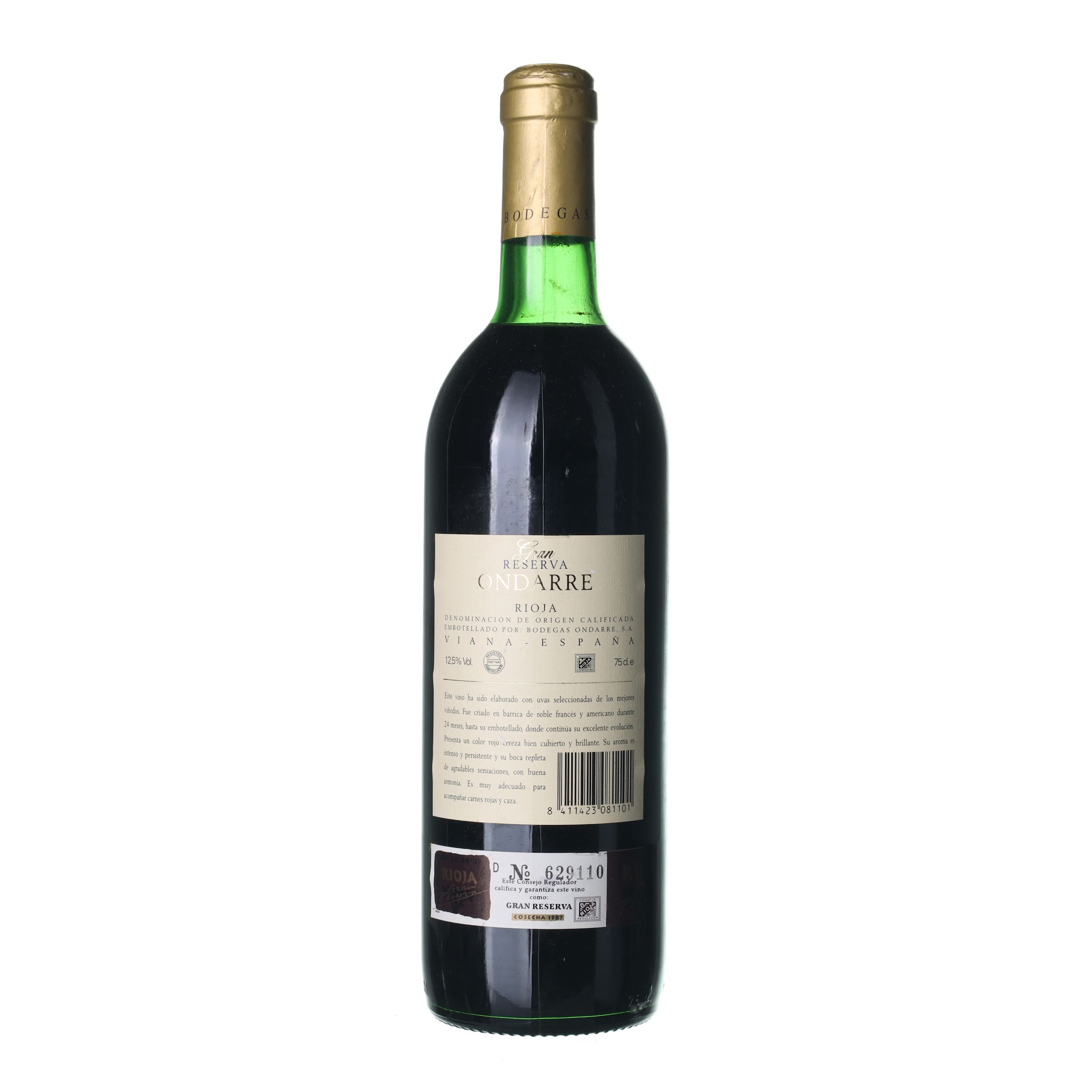 1987 Rioja Gran Reserva Ondarre (0,75l) - Obrázek 2