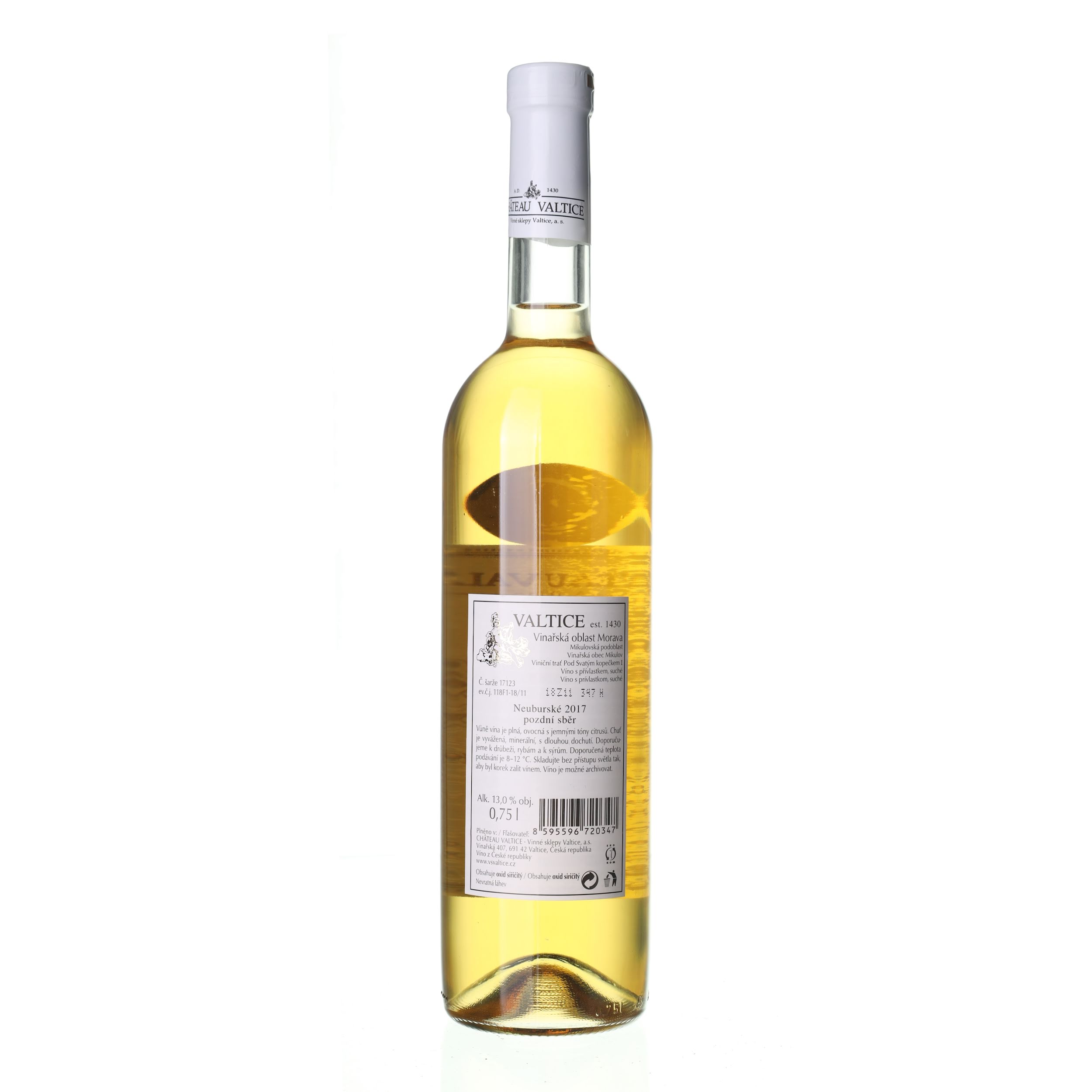 2017 Neuburské Neskorý zber Château Valtice (0,75l) - Obrázek 2