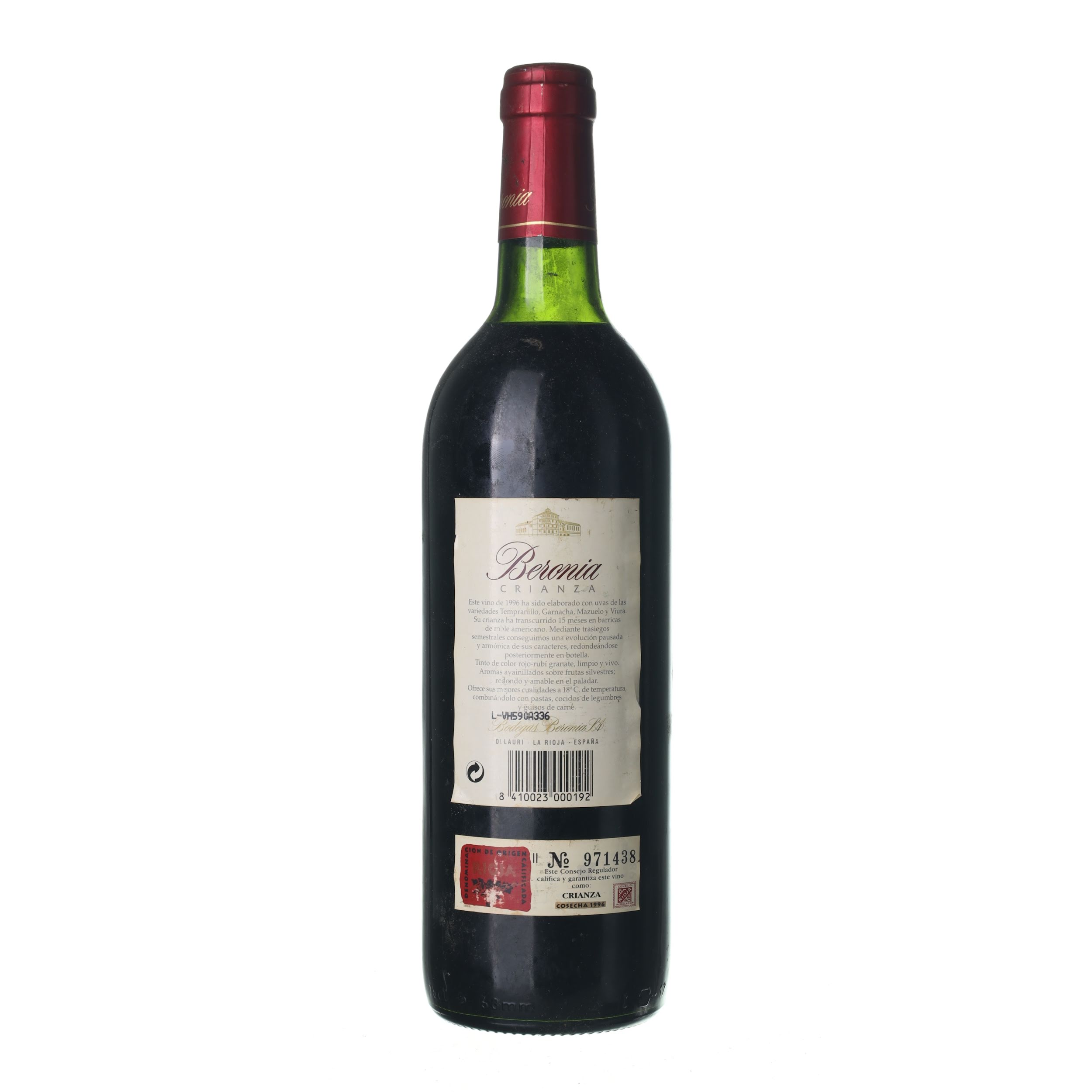1996 Rioja Crianza Beronia (0,75l) - Obrázek 2