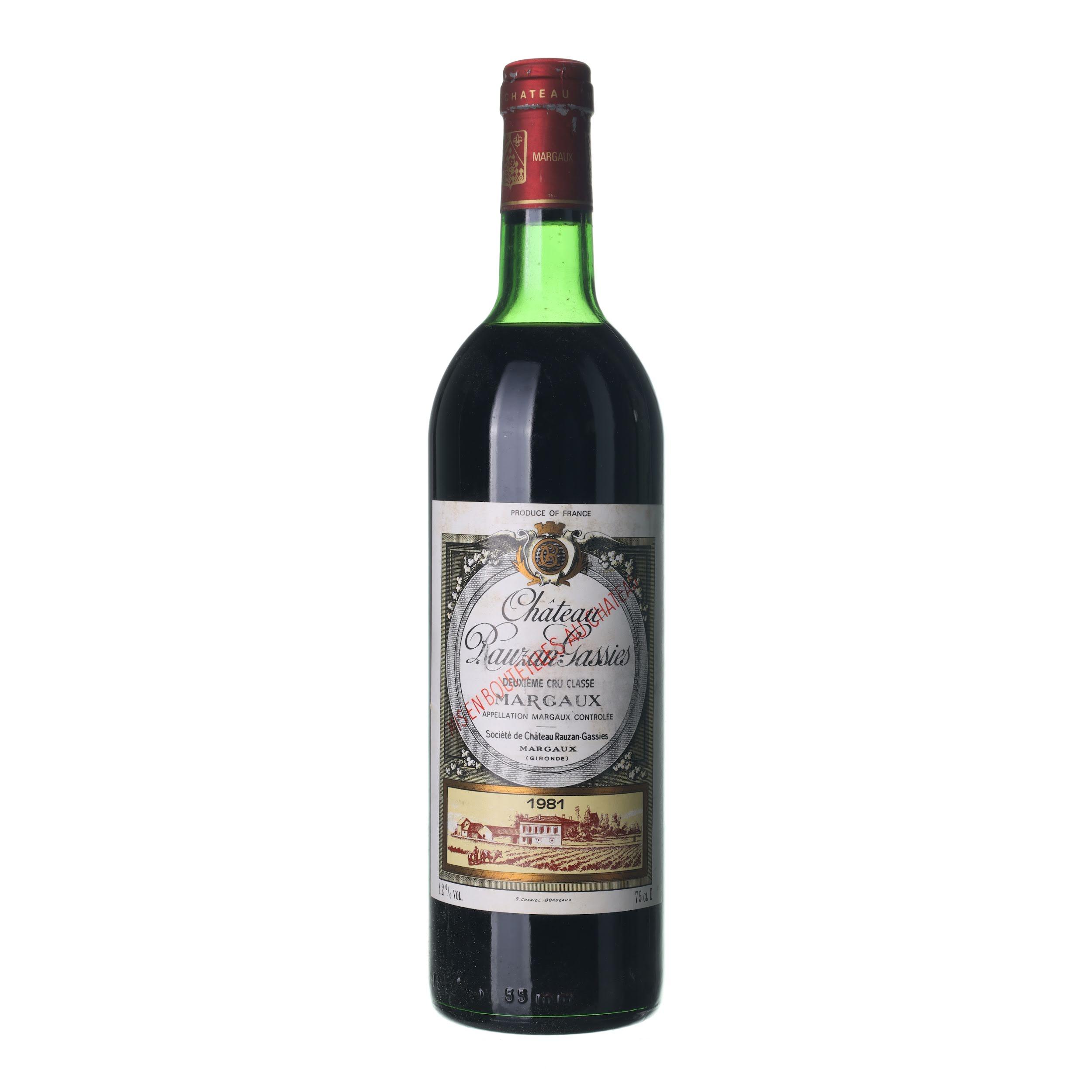 1981 Margaux Premier Cru Château Rauzan Gassies (0,75l)