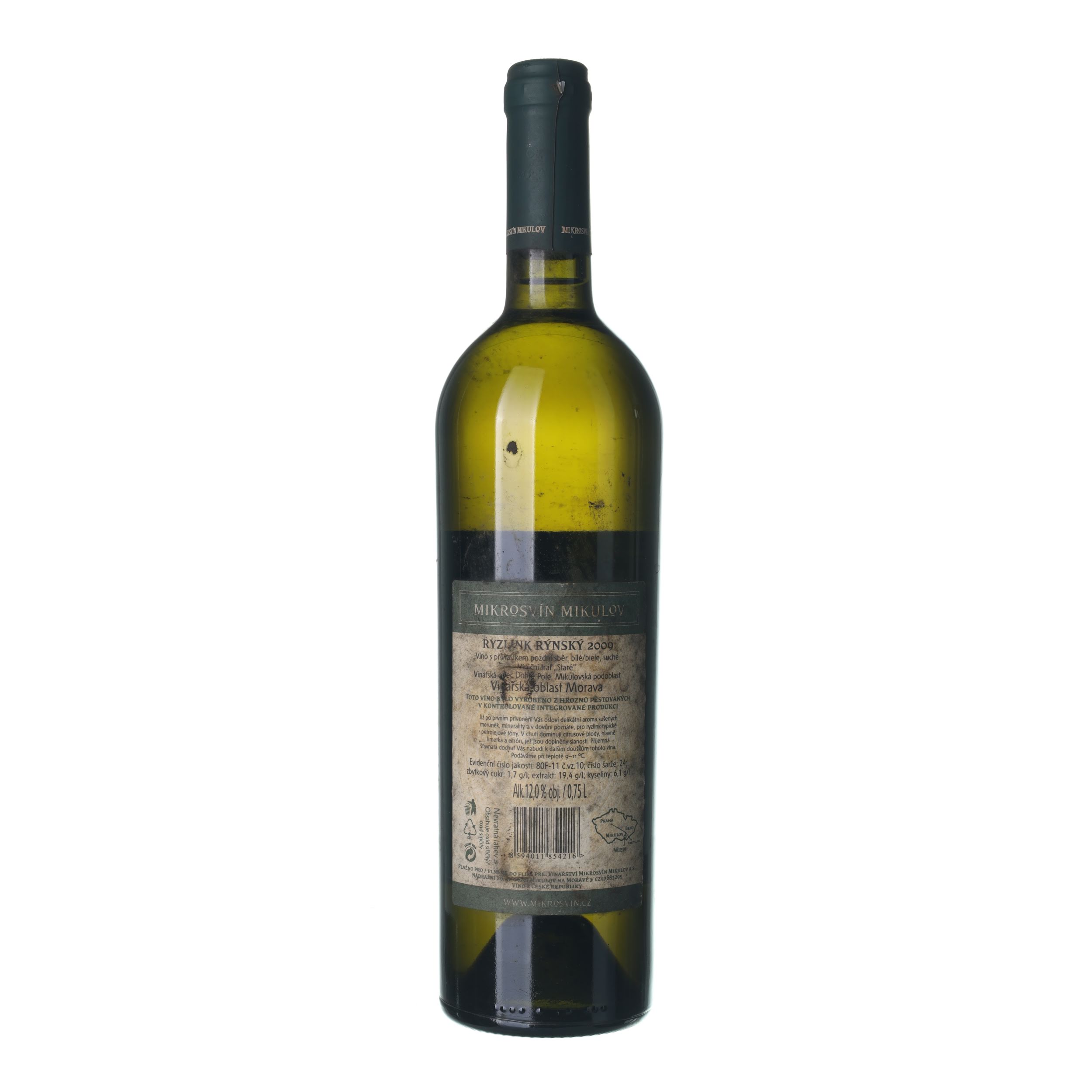 2009 Rizling rýnsky / Riesling Neskorý zber Dobré Pole, Staré Mikrosvín Mikulov (0,75l) - Obrázek 2